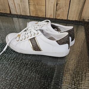 GBG Los Angeles White and Gold Athletic Shoes